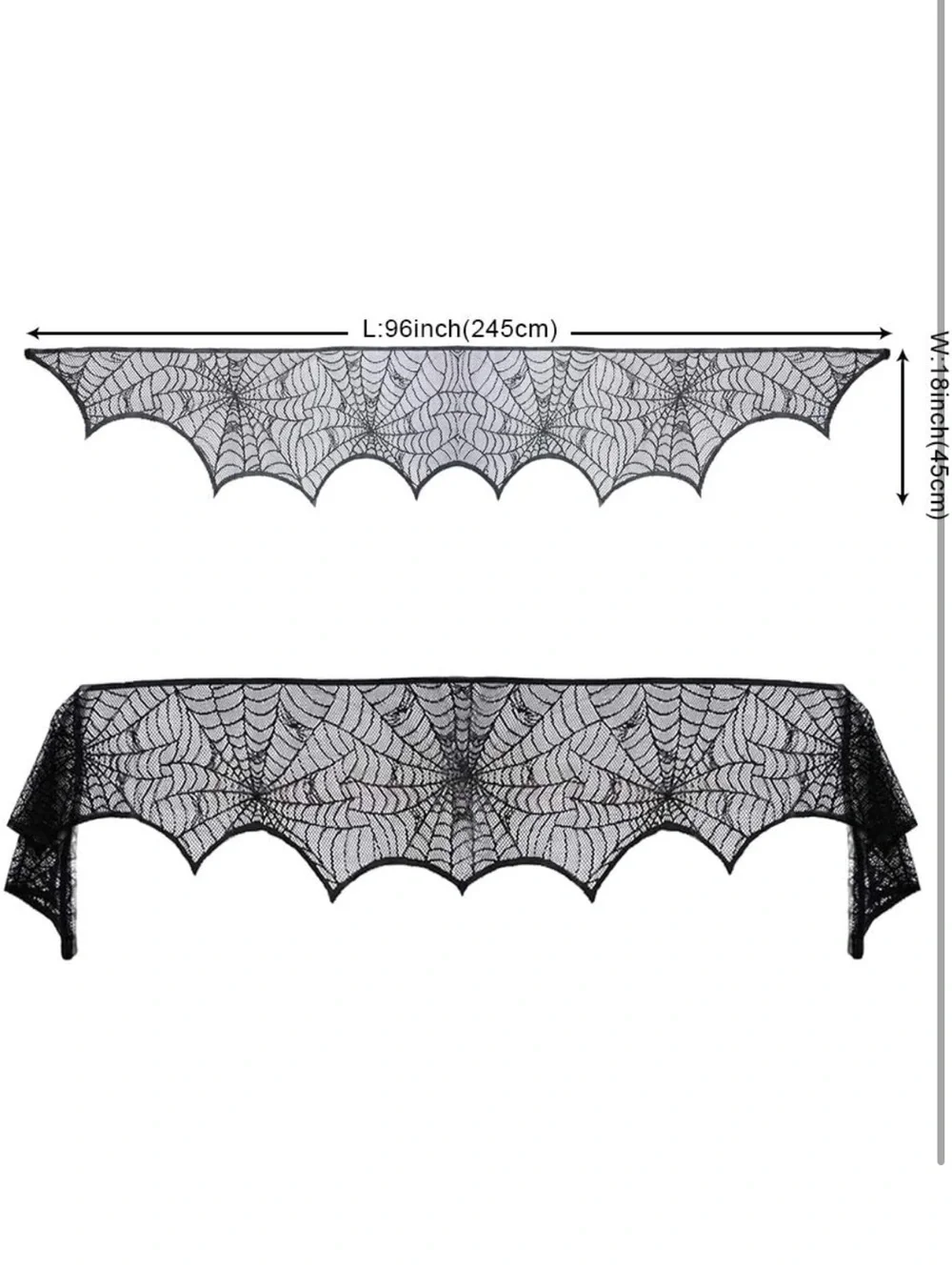 Spooky Spiderweb Lace Mantel Runner - Black Halloween Decor